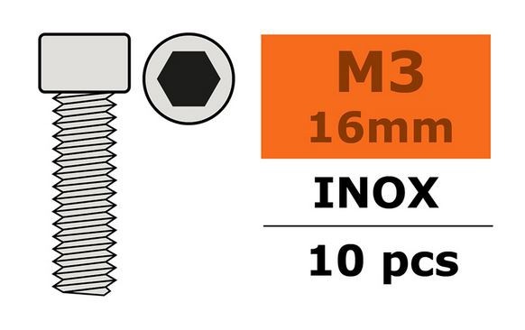 G-Force RC - Hex Socket Head Screw - M3X16 - Inox (10)