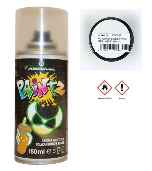Absima Paintz Polycarbonat (Lexan) Spray MET. WEIß 150ml