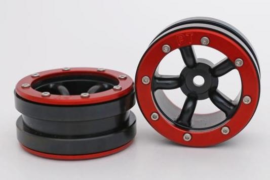 Metsafil Beadlock Wheels PT-Safari Schwarz/Rot 1.9 (2 Stk)