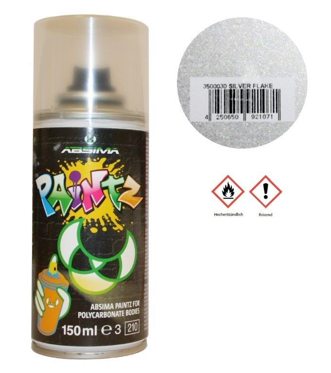 Absima Paintz Polycarbonat (Lexan) Spray SILBER FLAKE 150ml