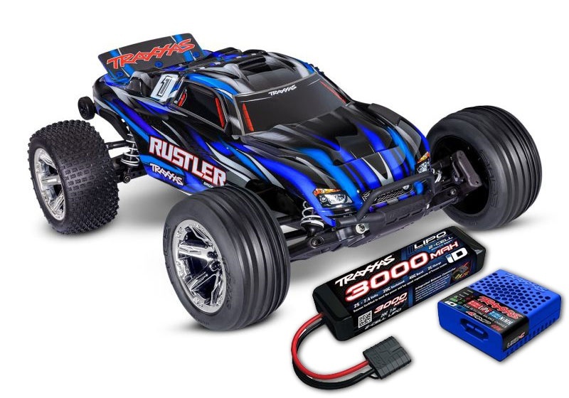 Traxxas Rustler 1/10 2WD Stadium-Truck blau RTR BL-2S