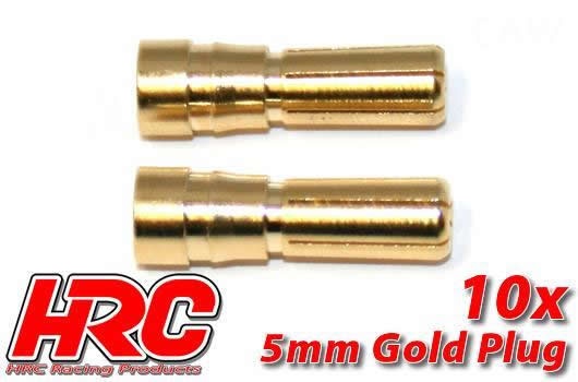 HRC Racing Stecker - Gold - 5.0mm - männchen (10 Stk.)