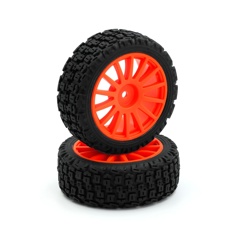 LC Racing Reifen Set Orange 25mm mit 14 Speichen (12mm) 2