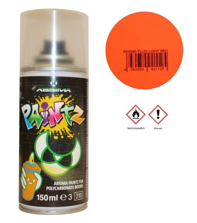 Absima Paintz Polycarbonat (Lexan) Spray FLUO HELL-ROT 150ml