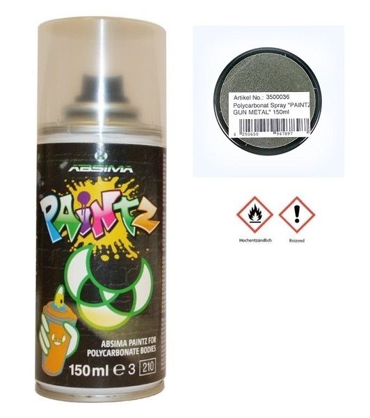 Absima Paintz Polycarbonat (Lexan) Spray GUN METAL 150ml