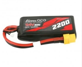 Gens ace 2200mAh 7.4V 60C 2S1P Lipo Battery with XT60 Plug