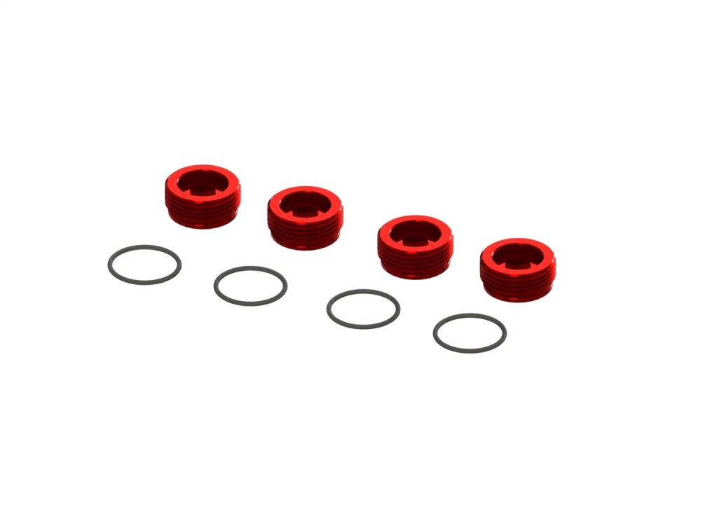 Arrma RC Aluminum Front Hub Nut Red (4) incl. O-Rings