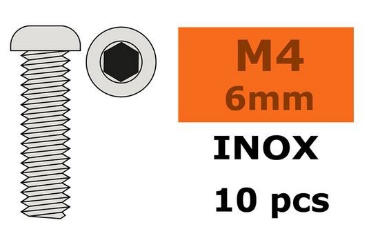 G-Force RC - Hex Button Head Screw - M4X6 - Inox (10)