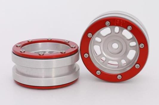 Metsafil Beadlock Wheels PT-Distraktor Silber/Rot 1,9