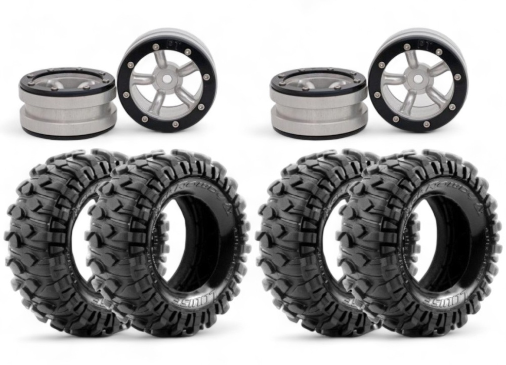 Metsafil Beadlock Wheels PT-Safari Silber/Schwarz 1.9
