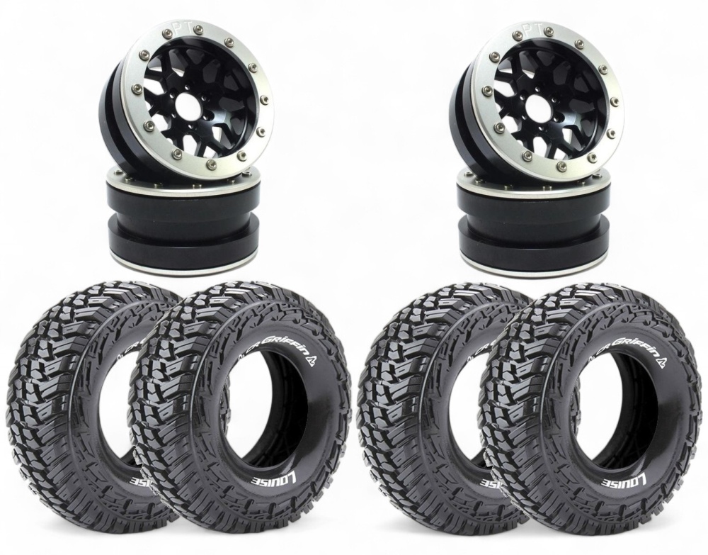 Metsafil Beadlock Wheels PT-MESH black/silber 2.2 4Stk. ohne