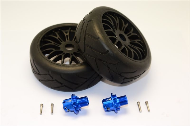 GPM Aluminum 13mm Hex Adapters +Rubber Radial Tires