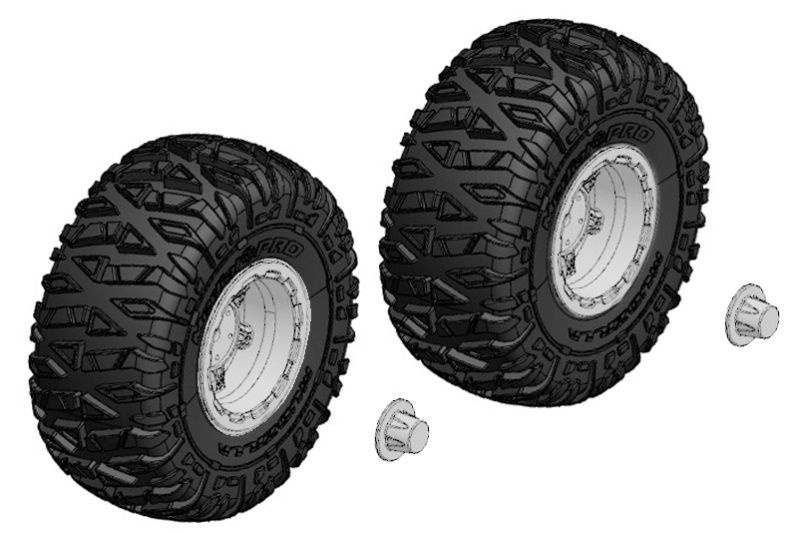 Team Corally Tire and Rim Set - Truck - Chrome Rims - 1 Pair