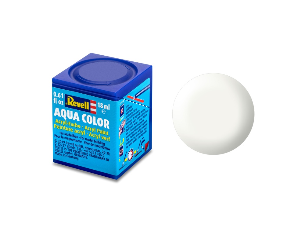 Revell Aqua Color Weiß, seidenmatt, 18ml, RAL 9010