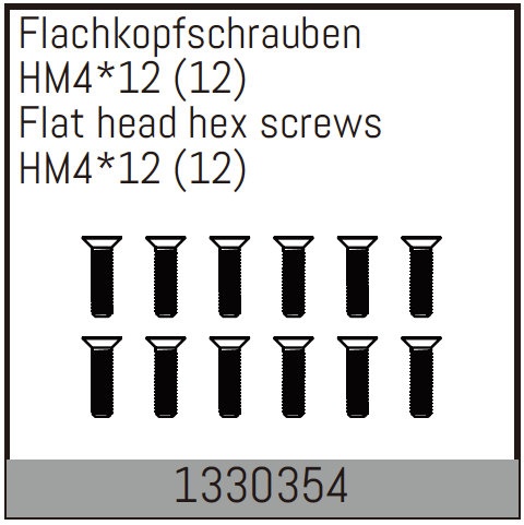 Absima Flachkopfschrauben mit Feingewinde HM4*12/12 Stück