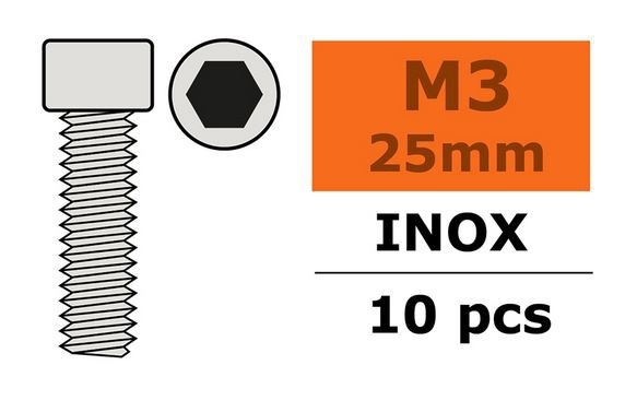 G-Force RC - Hex Socket Head Screw - M3X25 - Inox (10)
