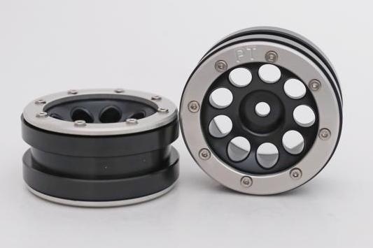 Metsafil Beadlock Wheels PT- Ecohole Schwarz/Silber 1.9