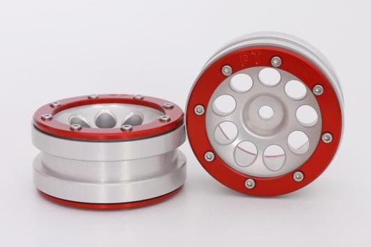 Metsafil Beadlock Wheels PT- Ecohole Silber/Rot 1.9 (2 Stk)