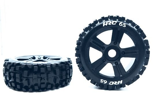 HRC Racing Reifen - 1/8 Buggy - montiert - schwarze Felgen