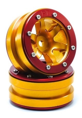 Metsafil Beadlock Wheels PT- Wave Gold/Rot 1.9 (2 Stück)