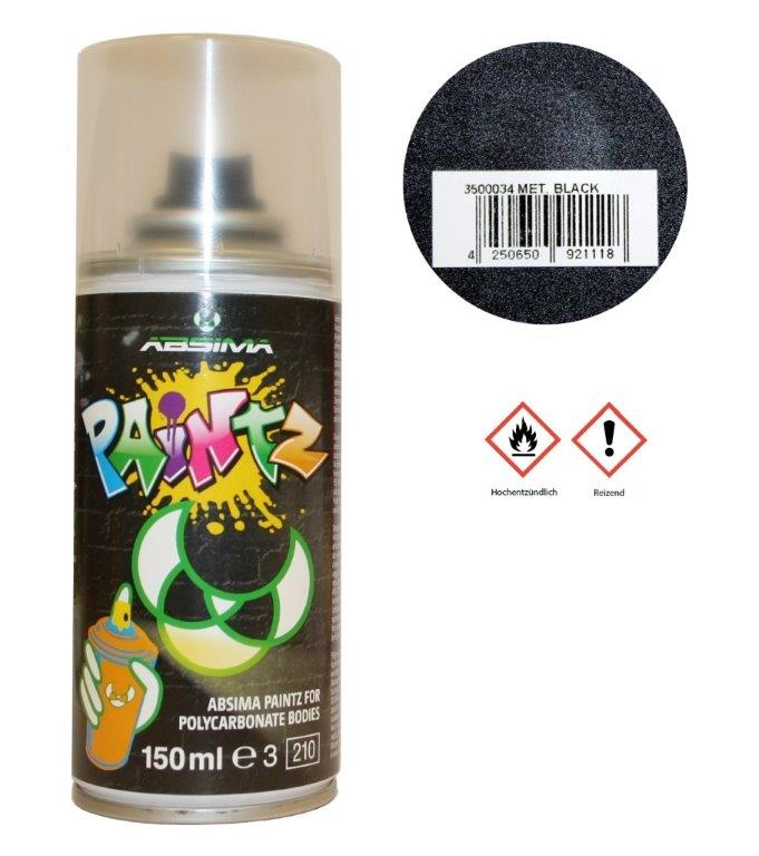 Absima Paintz Polycarbonat (Lexan) Spray MET. SCHWARZ 150ml