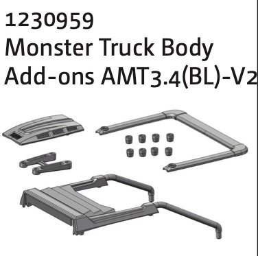 Absima Monster Truck Karosserie Anbauteile AMT3.4(BL)-V2