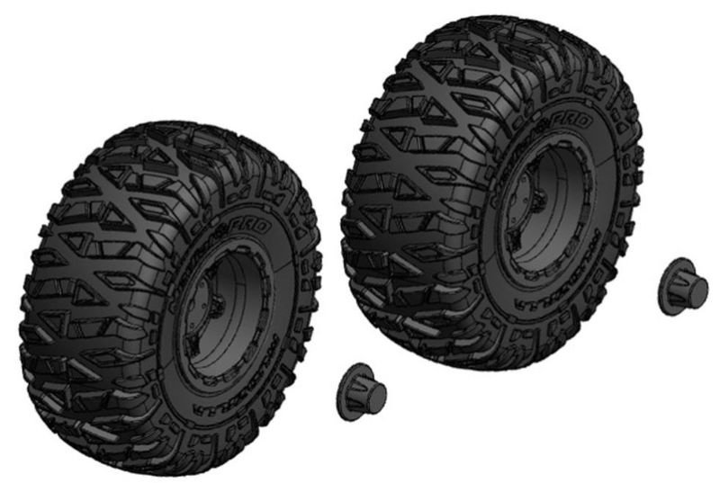 Team Corally Tire and Rim Set - Truck - Black Rims - 1 Pair