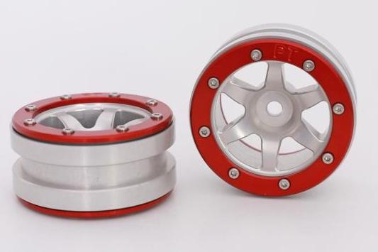 Metsafil Beadlock Wheels PT- Wave Silber/Rot 1.9 (2 St.)