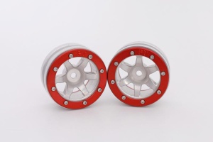 Metsafil Beadlock Wheels PT- Wave Silber/Rot 1.9 (2 St.)