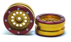 Metsafil Beadlock Wheels PT-Bullet Gold/Rot 1.9 (2 Stk)