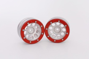 Metsafil Beadlock Wheels PT- Ecohole Silber/Rot 1.9 (2 Stk)