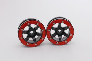 Metsafil Beadlock Wheels PT- Wave Schwarz/Rot 1.9 (2 St.)