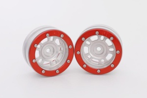 Metsafil Beadlock Wheels PT-Distraktor Silber/Rot 1,9