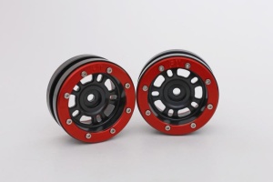 Metsafil Beadlock Wheels PT-Distraktor Schwarz/Rot 1,9