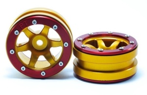 Metsafil Beadlock Wheels PT- Wave Gold/Rot 1.9 (2 Stück)