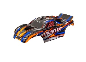 Traxxas Karosserie Rustler orange clipless mit Aufkleber