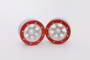 Metsafil Beadlock Wheels PT- Claw Silber/Rot 1.9 (2 Stk)