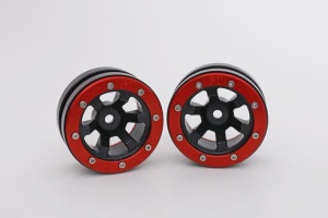 Metsafil Beadlock Wheels PT- Claw Schwarz/Rot 1.9 (2 Stk)