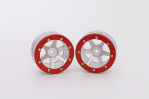 Metsafil Beadlock Wheels PT- Slingshot Silber/Rot 1.9