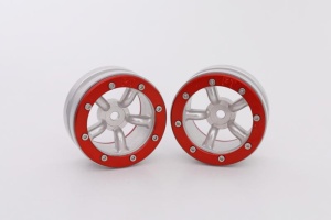 Metsafil Beadlock Wheels PT-Safari Silber/Rot 1.9 (2 Stk)