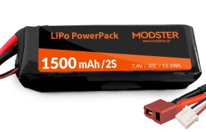 MODSTER LiPo Akku 2S 7,4V 1500 mAh 30C (T-Plug) Mini Cito