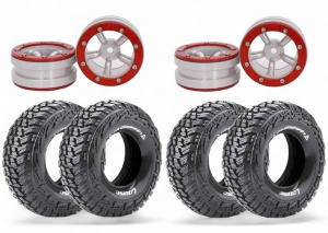 Metsafil Beadlock Wheels PT-Safari Silber/Rot 1.9 4 Stk
