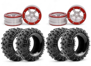 Beadlock Wheels PT-Safari Silber/Rot 1.9