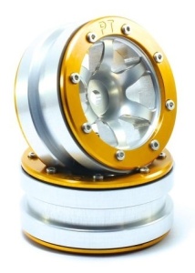 Metsafil Beadlock Wheels PT- Wave Silber/Gold 1.9 (2 Stück)